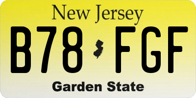 NJ license plate B78FGF