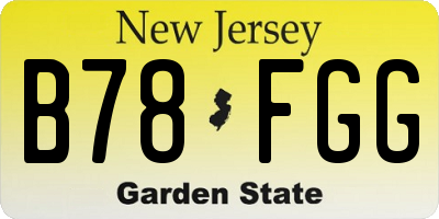 NJ license plate B78FGG