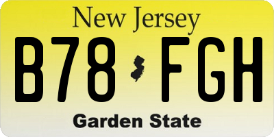 NJ license plate B78FGH