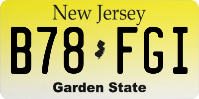 NJ license plate B78FGI