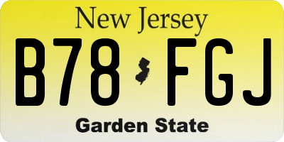 NJ license plate B78FGJ