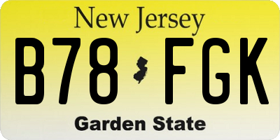 NJ license plate B78FGK