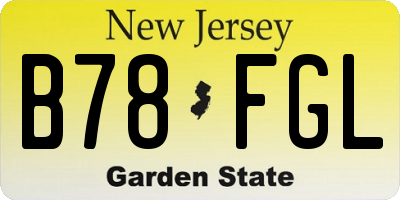 NJ license plate B78FGL