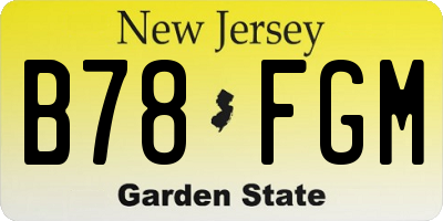 NJ license plate B78FGM