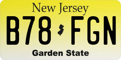 NJ license plate B78FGN