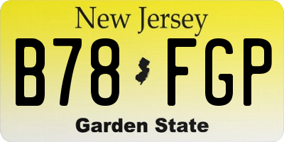 NJ license plate B78FGP