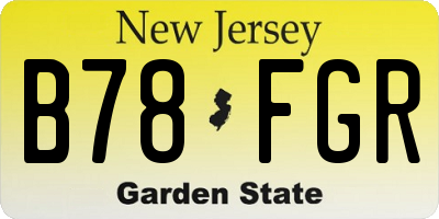 NJ license plate B78FGR