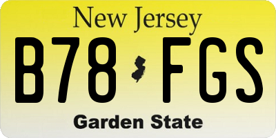 NJ license plate B78FGS