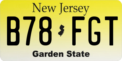 NJ license plate B78FGT