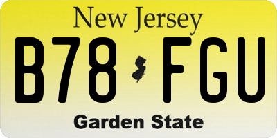 NJ license plate B78FGU