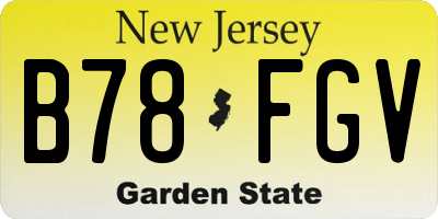 NJ license plate B78FGV