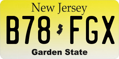 NJ license plate B78FGX