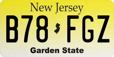 NJ license plate B78FGZ