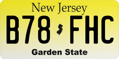 NJ license plate B78FHC