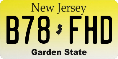 NJ license plate B78FHD