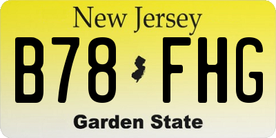 NJ license plate B78FHG
