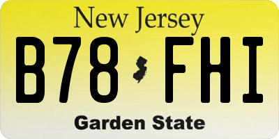 NJ license plate B78FHI