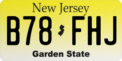 NJ license plate B78FHJ