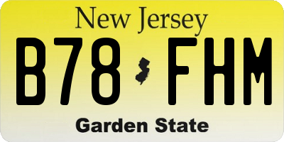 NJ license plate B78FHM
