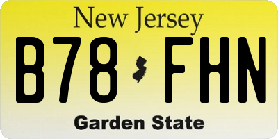NJ license plate B78FHN