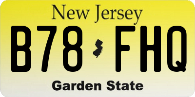 NJ license plate B78FHQ