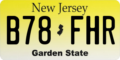 NJ license plate B78FHR