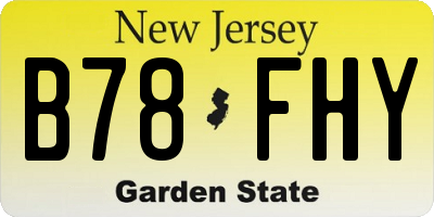 NJ license plate B78FHY