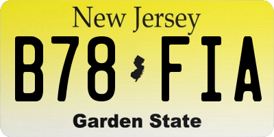 NJ license plate B78FIA