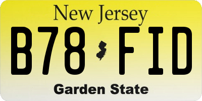 NJ license plate B78FID