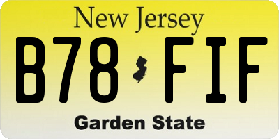 NJ license plate B78FIF