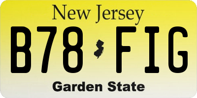 NJ license plate B78FIG