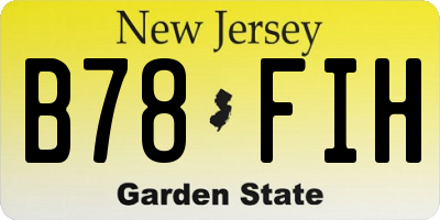 NJ license plate B78FIH
