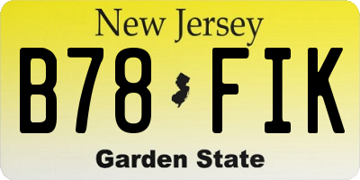 NJ license plate B78FIK