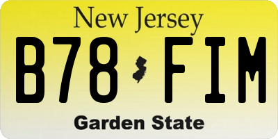 NJ license plate B78FIM