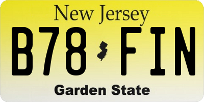 NJ license plate B78FIN