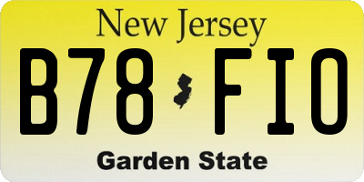 NJ license plate B78FIO