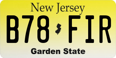 NJ license plate B78FIR