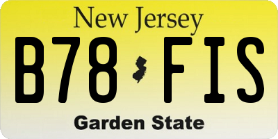 NJ license plate B78FIS