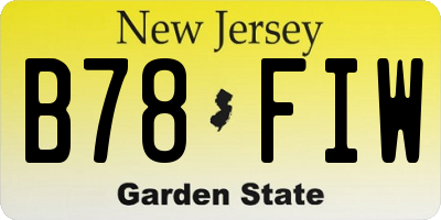 NJ license plate B78FIW