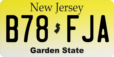 NJ license plate B78FJA