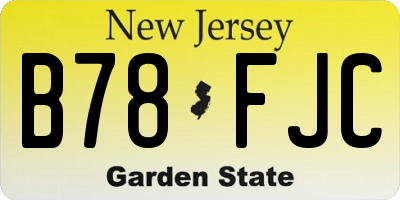 NJ license plate B78FJC