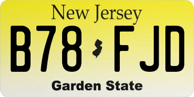 NJ license plate B78FJD