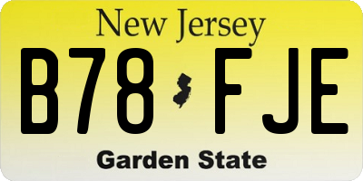 NJ license plate B78FJE