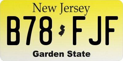 NJ license plate B78FJF