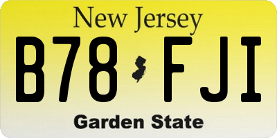 NJ license plate B78FJI