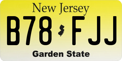 NJ license plate B78FJJ