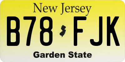 NJ license plate B78FJK