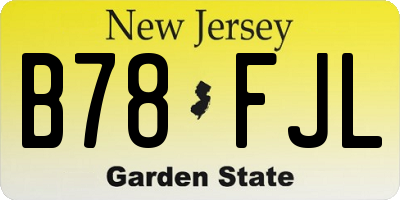 NJ license plate B78FJL