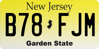 NJ license plate B78FJM