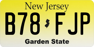 NJ license plate B78FJP